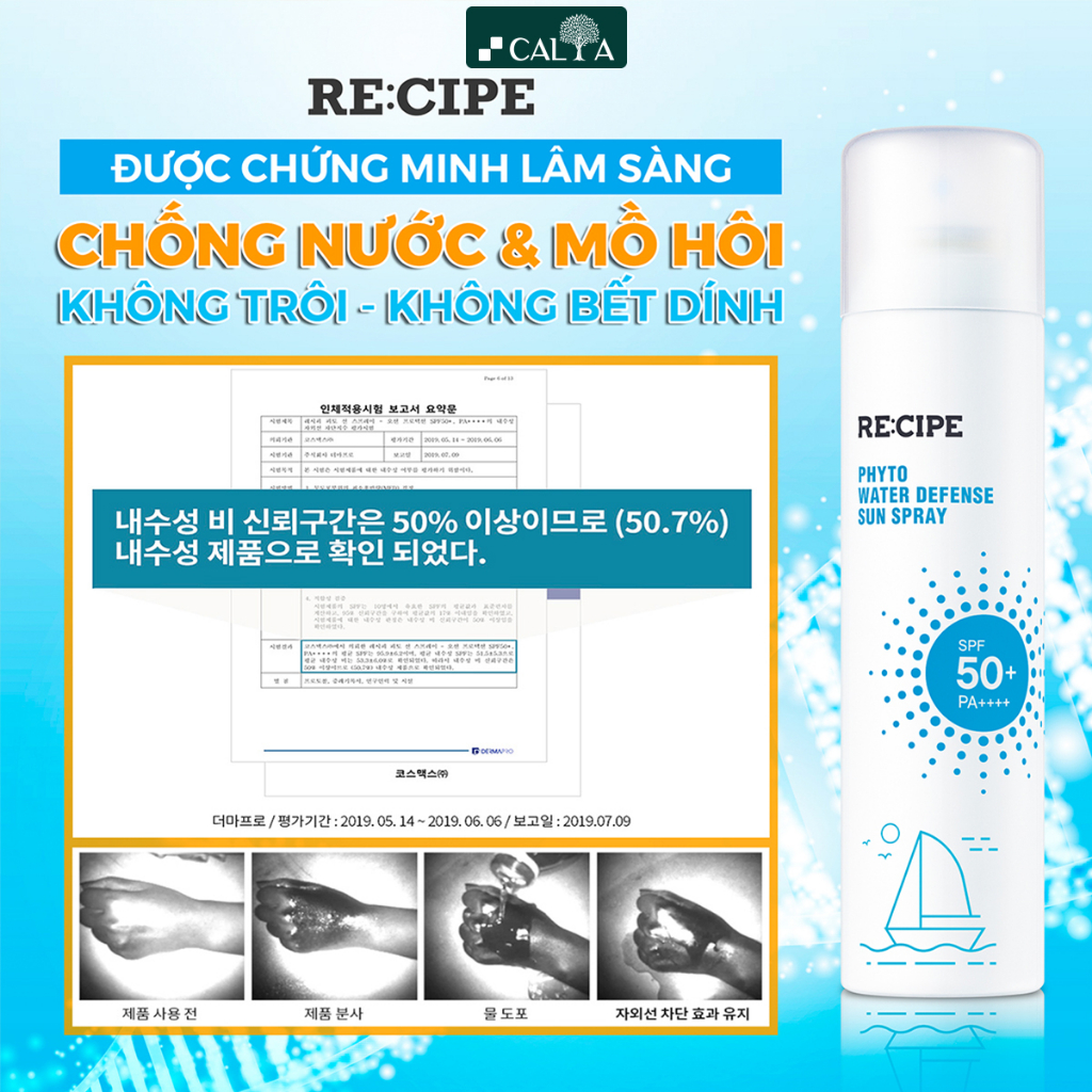Ảnh Xịt Chống Nắng RECIPE Không Trôi SPF50+ PA++++ - RE:CIPE Phyto Water Defense Sun Spray 180ml 4