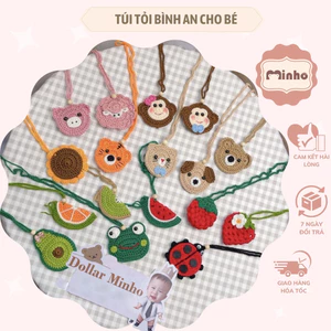 Túi tỏi bình an cho bé chất liệu len và coton hàng loại 1, sắc nét, nhiều hình ngộ nghĩnh Dollar Minho