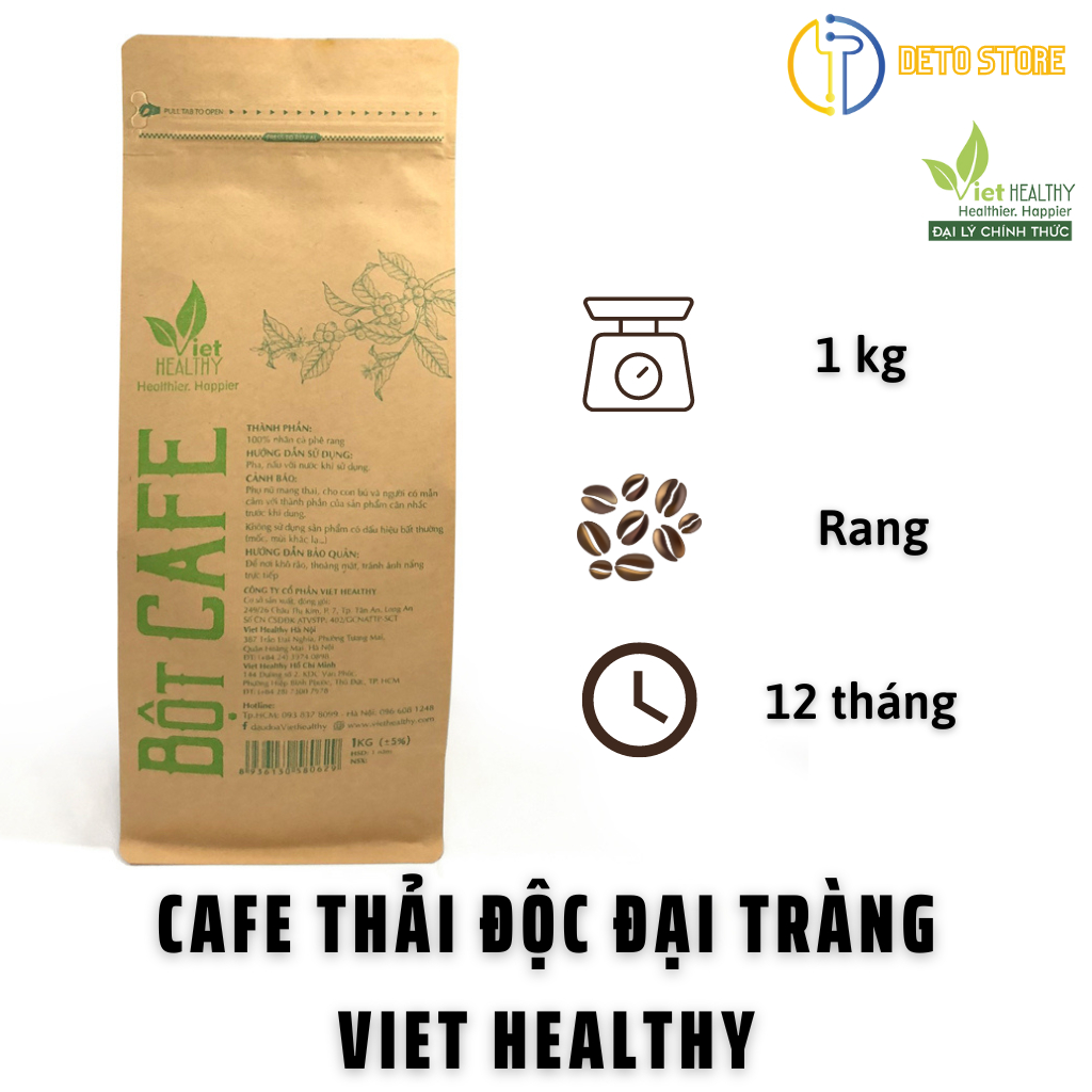 Bột Cafe Rang Viethealthy Thụt Tháo Đại Tràng Enema Coffee Thải Độc Gan Phù Hợp Người Mới