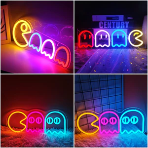 Đèn Led Neon PacMan - Đèn Led Neon Trang Trí Góc Chơi Game [ 40x17 cm]