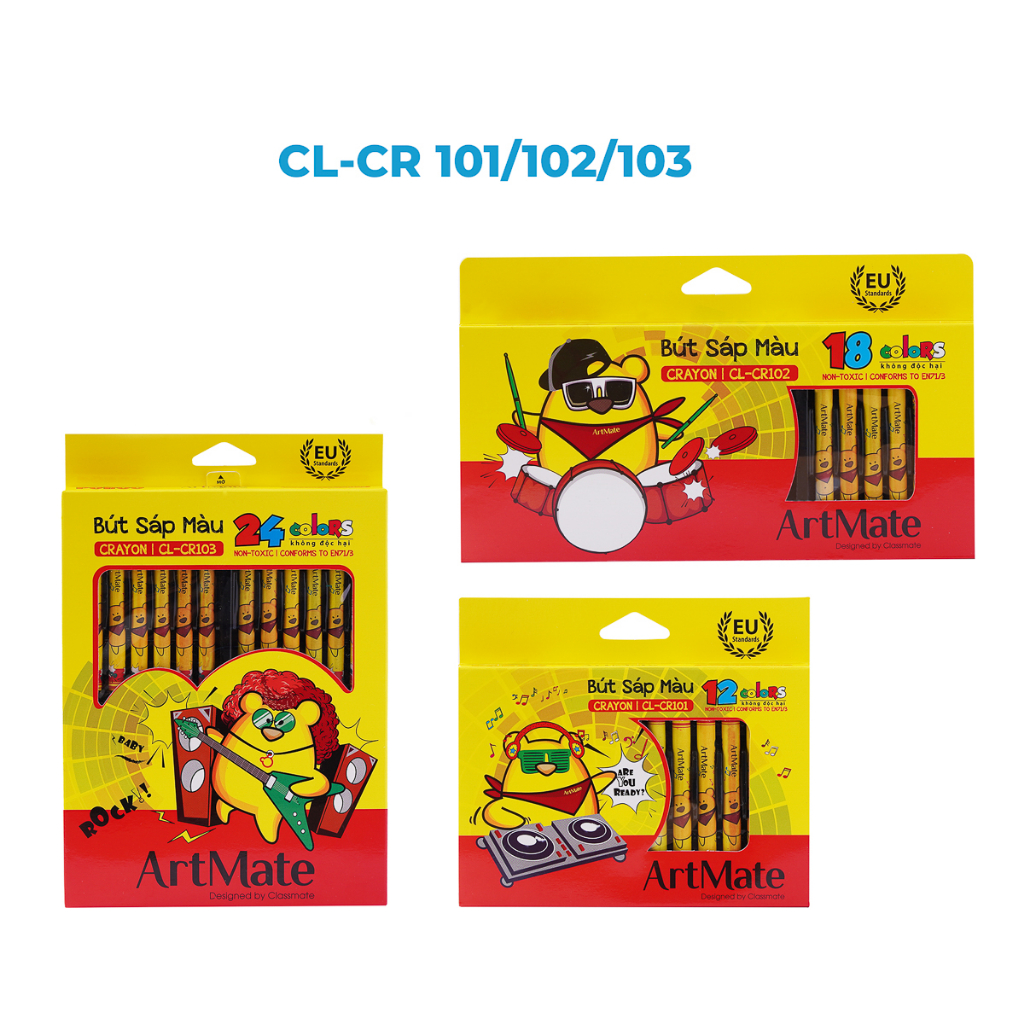Bút Sáp Màu CLASSMATE 12-24 Màu, Màu Mịn, Độ Chồng Màu Tốt, Bám Giấy Tốt Cho Bé Tập Tô CL-CR101/102/103
