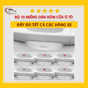 Bộ 10 miếng dán hõm cửa, tay nắm silicon trong suốt chống xước ốp lõm cửa xe Mazda,Toyota,Honda,Hyundai,Kia,Ford,Nissan