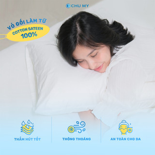 Combo vỏ gối trắng CHU MY, 100% cotton, nhiều kích thước lựa chọn