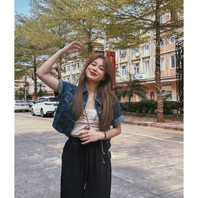 Áo sơ mi bò cổ bẻ  nắp túi cộc tay