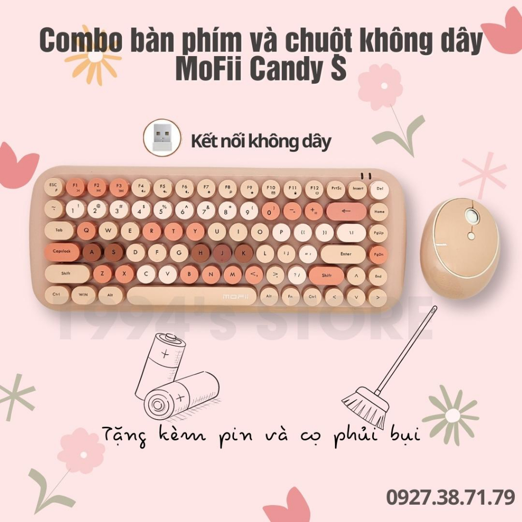 Bộ Bàn Phím Giả Cơ Và Chuột Không Dây Mofii Candy Mixed Dùng Cho Pc Laptop Tivi Điện Thoại 8257