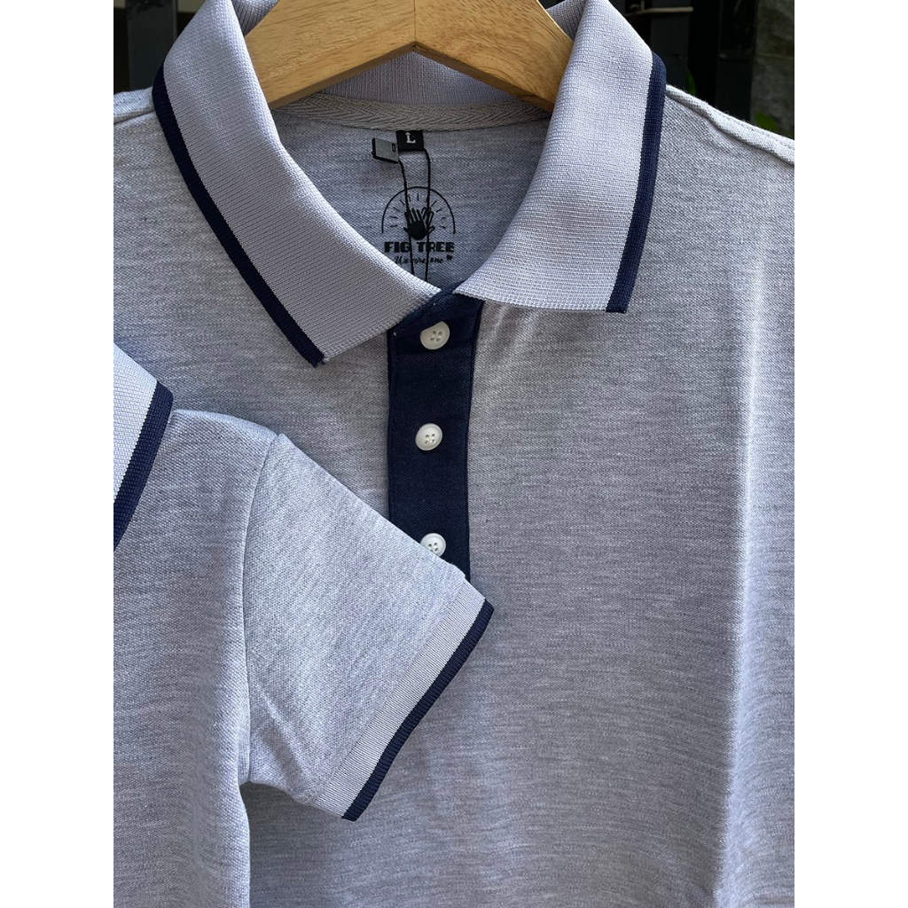 Combo Áo Đôi Fig Tree Thun Polo Màu Xám, chất Cá Sấu Dày Dặn, Co Giãn, Hàng thiết kế Có Size  110kg