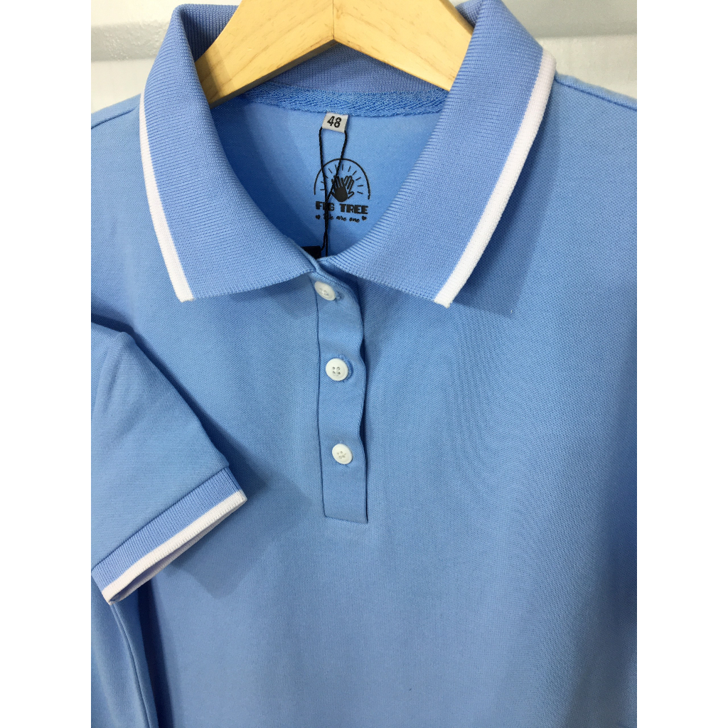 Combo Áo Thun Đôi Fig Tree Thun Polo Màu Xanh Da Trời Nhẹ Nhàng, Chất Cá Sấu Dày Dặn, Co Giãn