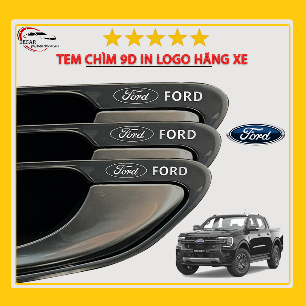 [FORD] Miếng decal dán trang trí xe ô tô đẹp, tem kim loại chìm in logo hãng xe Ford Focus, Everest, Ecosport, Ranger