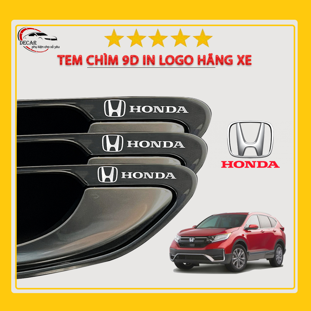 [HONDA] Miếng decal dán trang trí xe ô tô đẹp, tem kim loại chìm in logo hãng xe Honda Brio, City, Civic, CR-V, HR-V