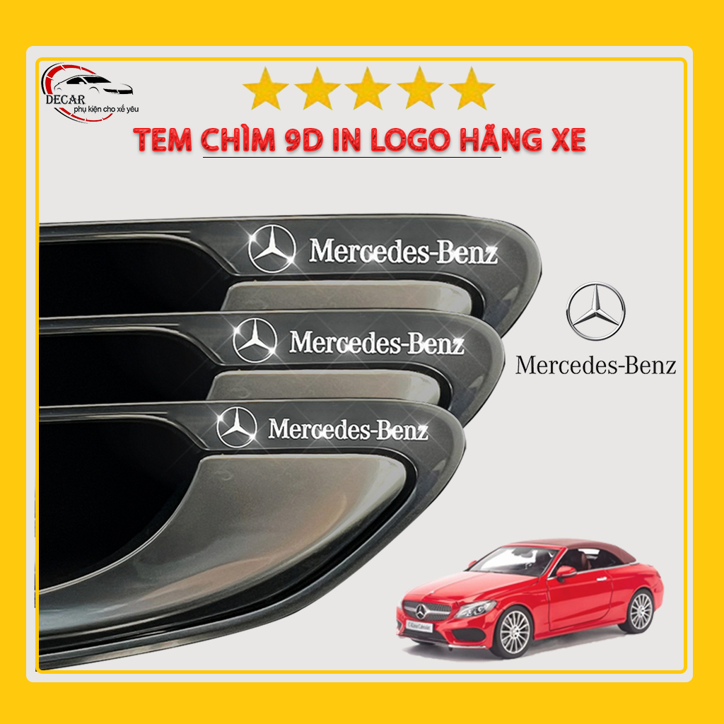 [MERCEDES - BENZ] Miếng decal dán trang trí xe ô tô đẹp, tem kim loại chìm in logo hãng xe Mercedes - Benz tem stick
