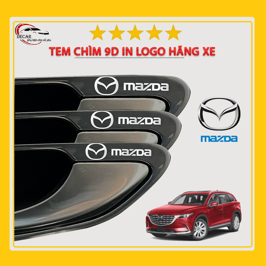 [MAZDA] Miếng decal dán trang trí xe ô tô đẹp, tem kim loại chìm in logo hãng xe Mazda 2, 3,6 Mazda Cx-5, Cx-8,BT50