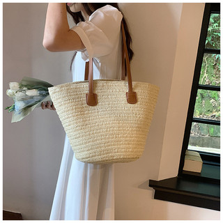 Túi cói đeo vai size lớn đi biển quai da xịn xò