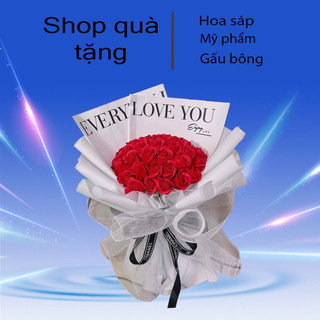 Hoa sáp - Bó hoa sáp 20 bông loại to kèm túi và đèn - Quà tặng ngày lễ (giấy ngẫu nhiên)