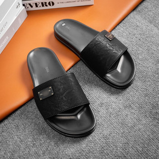 Dép nam quai da cao cấp_Dép quai ngang nam gắn mác size 38-43