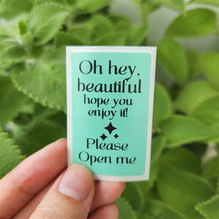 Tem dán niêm phong cảm ơn Nhãn open me màu xanh Label thank you in theo yêu cầu