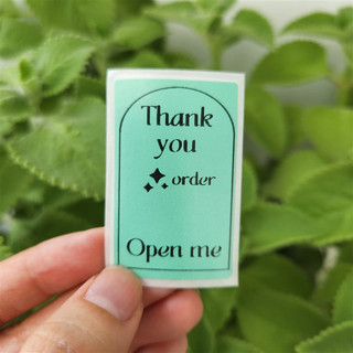 Tem dán niêm phong cảm ơn Nhãn open me màu xanh Label thank you in theo yêu cầu