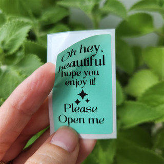 Tem dán niêm phong cảm ơn Nhãn open me màu xanh Label thank you in theo yêu cầu
