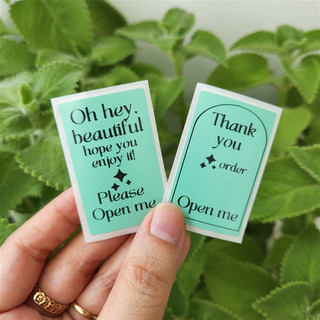Tem dán niêm phong cảm ơn Nhãn open me màu xanh Label thank you in theo yêu cầu