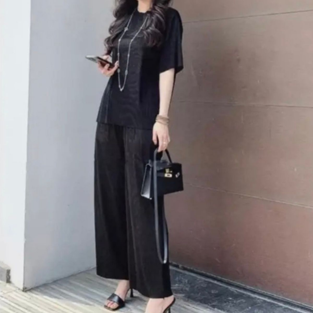 Sét Bộ Đẹp Sang Chảnh Chất Tăm Li Dày Dặn ESHOP Đồ Bộ Nữ Mặc Nhà Bigsize Quần Dài Ống Rộng Có Túi Đẹp Dễ Thương TL01