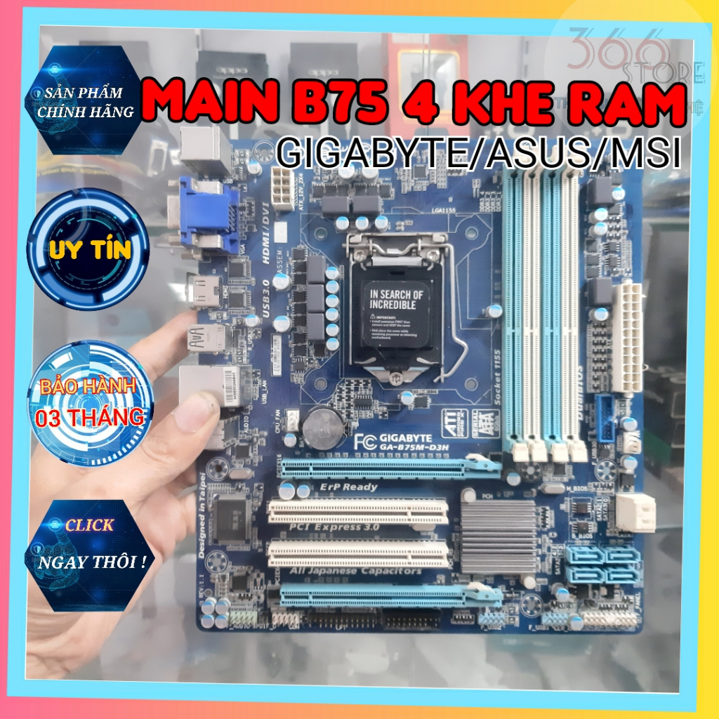 Main B75 4 khe RAM GIGABYTE, ASUS, MSI tháo máy sáng đẹp | Shopee Việt Nam