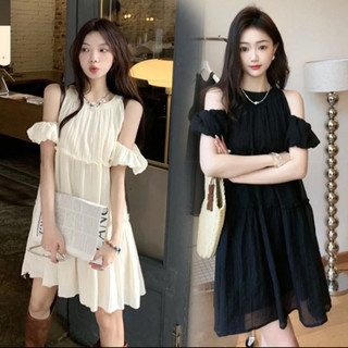 Váy - Đầm Trễ Vai Free Size BaBy Doll Cổ Yếm Hở Vai Nữ Tính Nhẹ Nhàng Váy Chất Tơ BaByDoll Khoét Vai Cổ Yếm Bèo Tầng