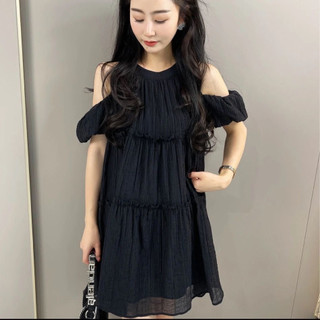 Váy - Đầm Trễ Vai Free Size BaBy Doll Cổ Yếm Hở Vai Nữ Tính Nhẹ Nhàng Váy Chất Tơ BaByDoll Khoét Vai Cổ Yếm Bèo Tầng