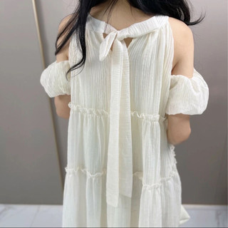 Đầm BaByDoll Freesize Khoét Vai Cổ Yếm Bèo Tầng Chất Tơ Đáng Yêu Dáng Xòe - Đầm Trễ Vai Siêu Xinh Babydoll thời thượng