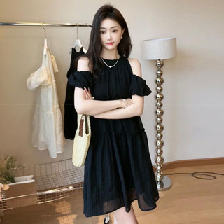 Đầm BaByDoll Freesize Khoét Vai Cổ Yếm Bèo Tầng Chất Tơ Đáng Yêu Dáng Xòe - Đầm Trễ Vai Siêu Xinh Babydoll thời thượng