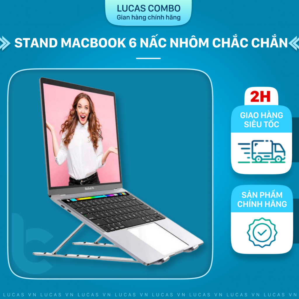 Stand/Đế Nhôm Kê Macbook, Laptop Tản Nhiệt Có Thể Gấp Gọn Và Điều Chỉnh 6 Nấc Độ Cao WIWU