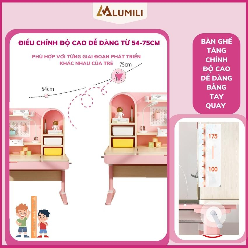[ Miễn phí vận chuyển 100%] Bàn học thông minh bàn học chống gù chống cận cho học sinh Lumili S6 kích thước 1 mét 2