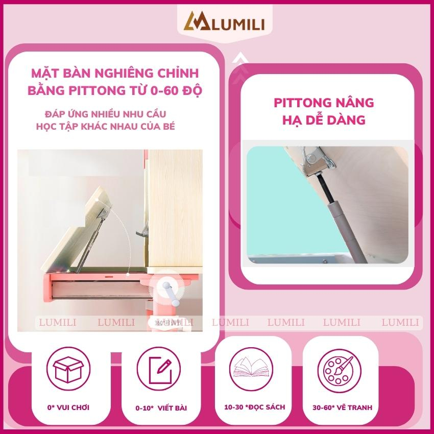 [ Miễn phí vận chuyển 100%] Bàn học thông minh bàn học chống gù chống cận cho học sinh Lumili S6 kích thước 1 mét 2