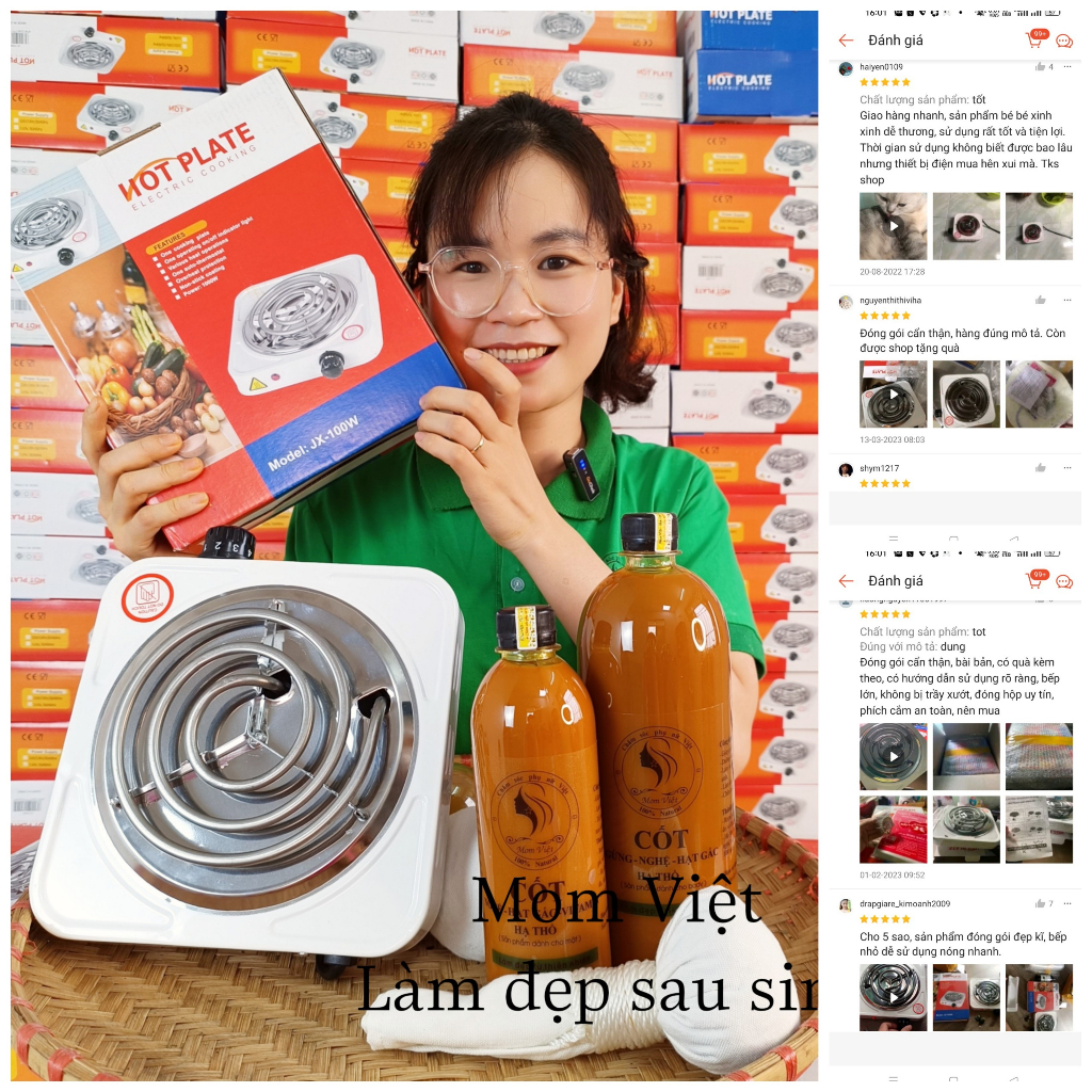 BẾP HƠ SAU SINH MẸ VÀ BÉ 5 CẤP ĐỘ LOẠI LỚN 1000W