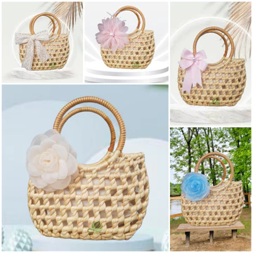 Túi lục bình thắt nơ - túi cói đi biển, chụp hình, túi xách nữ đi chơi đi biển - kho sỉ túi cói, lục bình