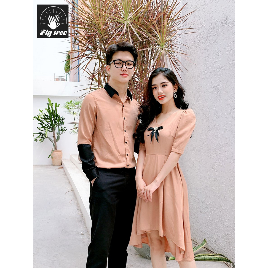 Sơ Mi Váy Đôi Fig Tree Màu Nude Đậm Chất Lụa Satin Cực Sang/ Hàng Có Lỗi Nhỏ Lệnh Màu Chỗ Xếp