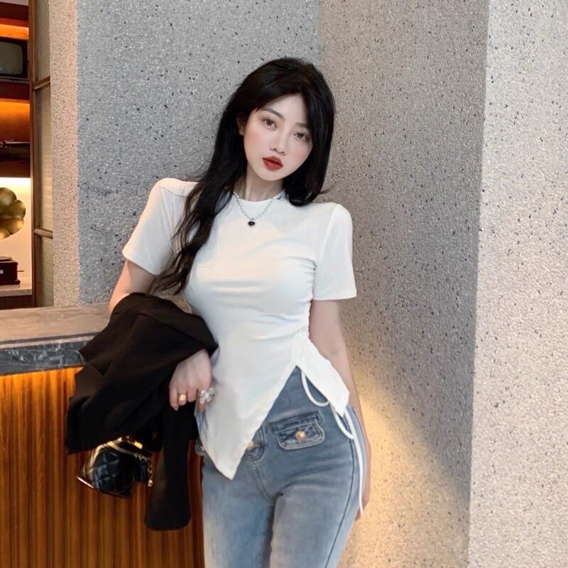 Áo nữ ôm dây rút CHẤT THUN DÀY ĐẸP dáng ôm sang chảnh A91 | BigBuy360 - bigbuy360.vn