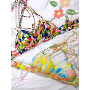 Áo bra cotton hoạ tiết mùa hè có thể mặc đi biển - Handmade by Mimi House