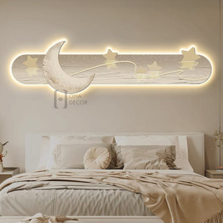 Tranh Đèn LED Cắt 3D Mặt Trăng Ngôi Sao Trang Trí Phòng Khách, Quán Cà Phê OHA Decor