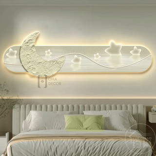 Tranh Đèn LED Cắt 3D Mặt Trăng Ngôi Sao Trang Trí Phòng Khách, Quán Cà Phê OHA Decor