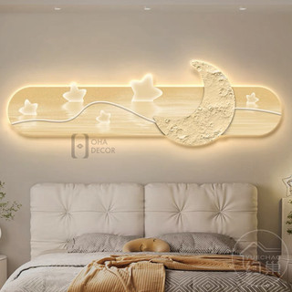 Tranh Đèn LED Cắt 3D Mặt Trăng Ngôi Sao Trang Trí Phòng Khách, Quán Cà Phê OHA Decor