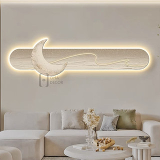 Tranh Đèn LED Cắt 3D Mặt Trăng Ngôi Sao Trang Trí Phòng Khách, Quán Cà Phê OHA Decor