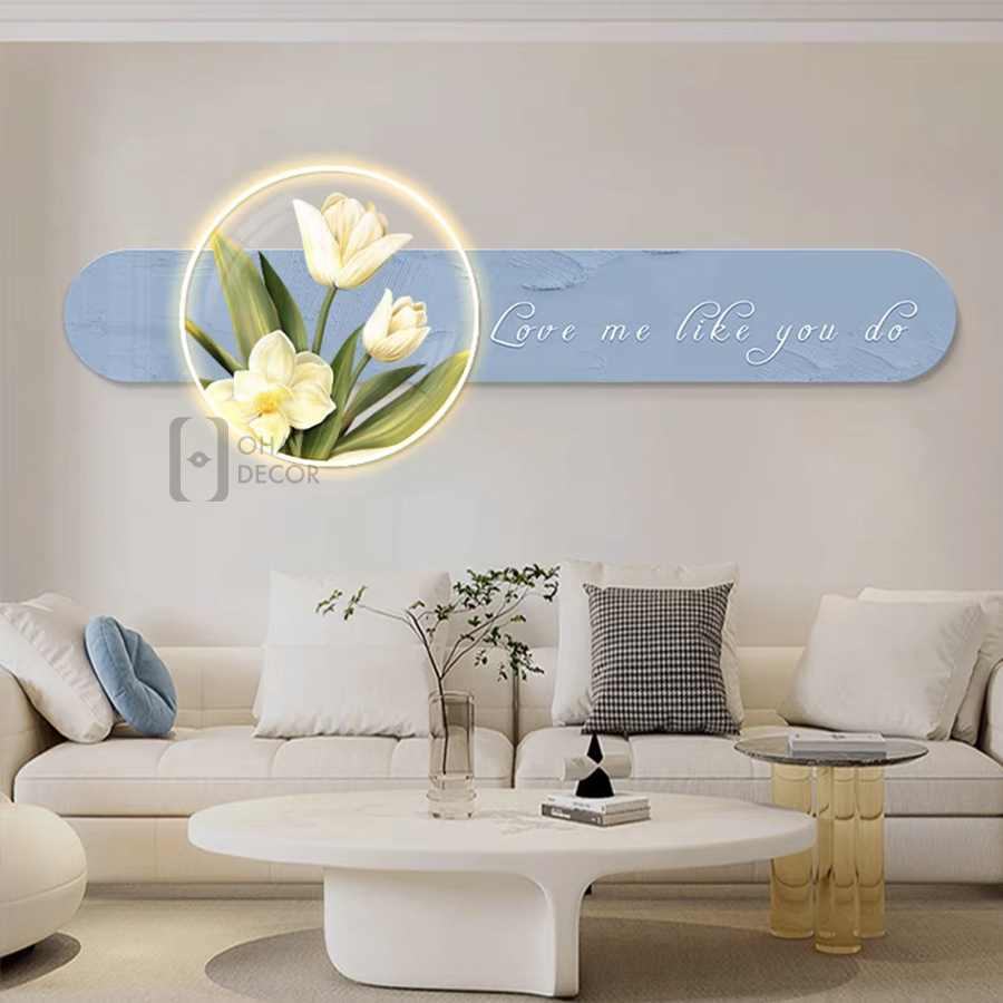Tranh Đèn LED 3D Hoa Đẹp Xinh Trang Trí Phòng Khách, Quán Cà Phê OHA Decor