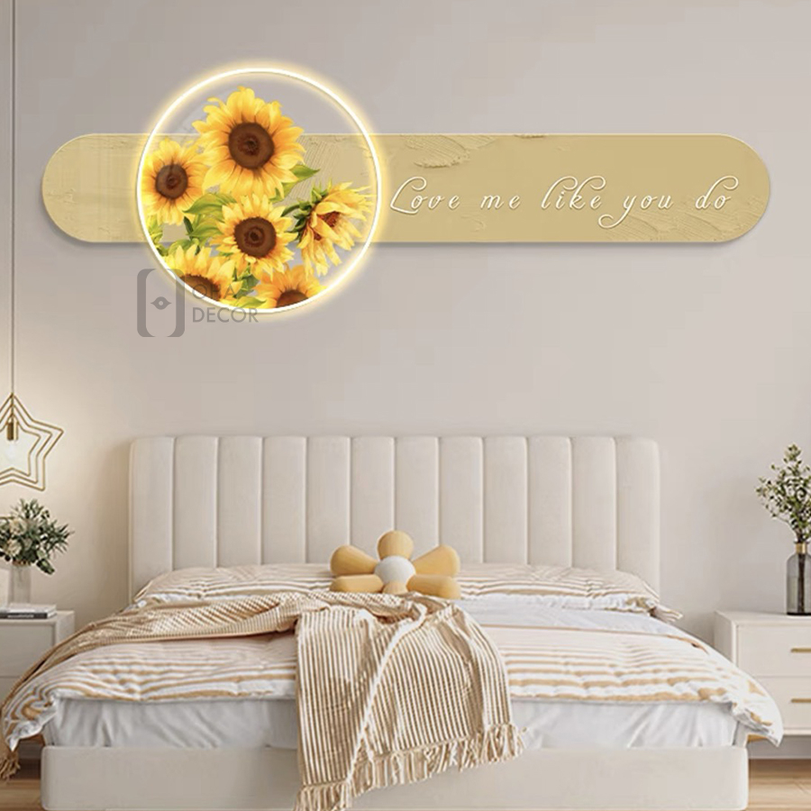 Tranh Đèn LED 3D Hoa Đẹp Xinh Trang Trí Phòng Khách, Quán Cà Phê OHA Decor