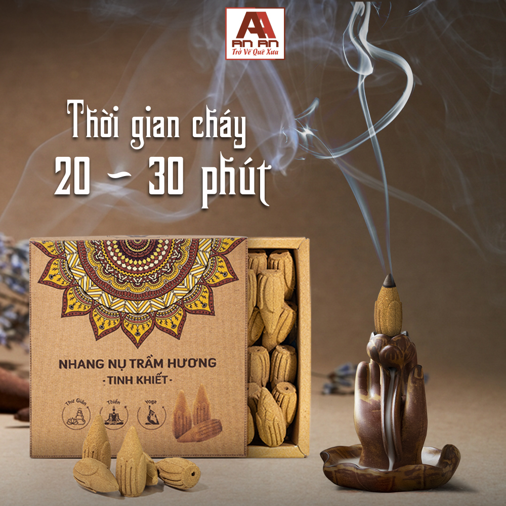 Ảnh Nhang nụ trầm hương An An, nụ trầm khói ngược xông phòng nguyên chất hộp 39 nụ, thơm lâu, không hoá chất 4