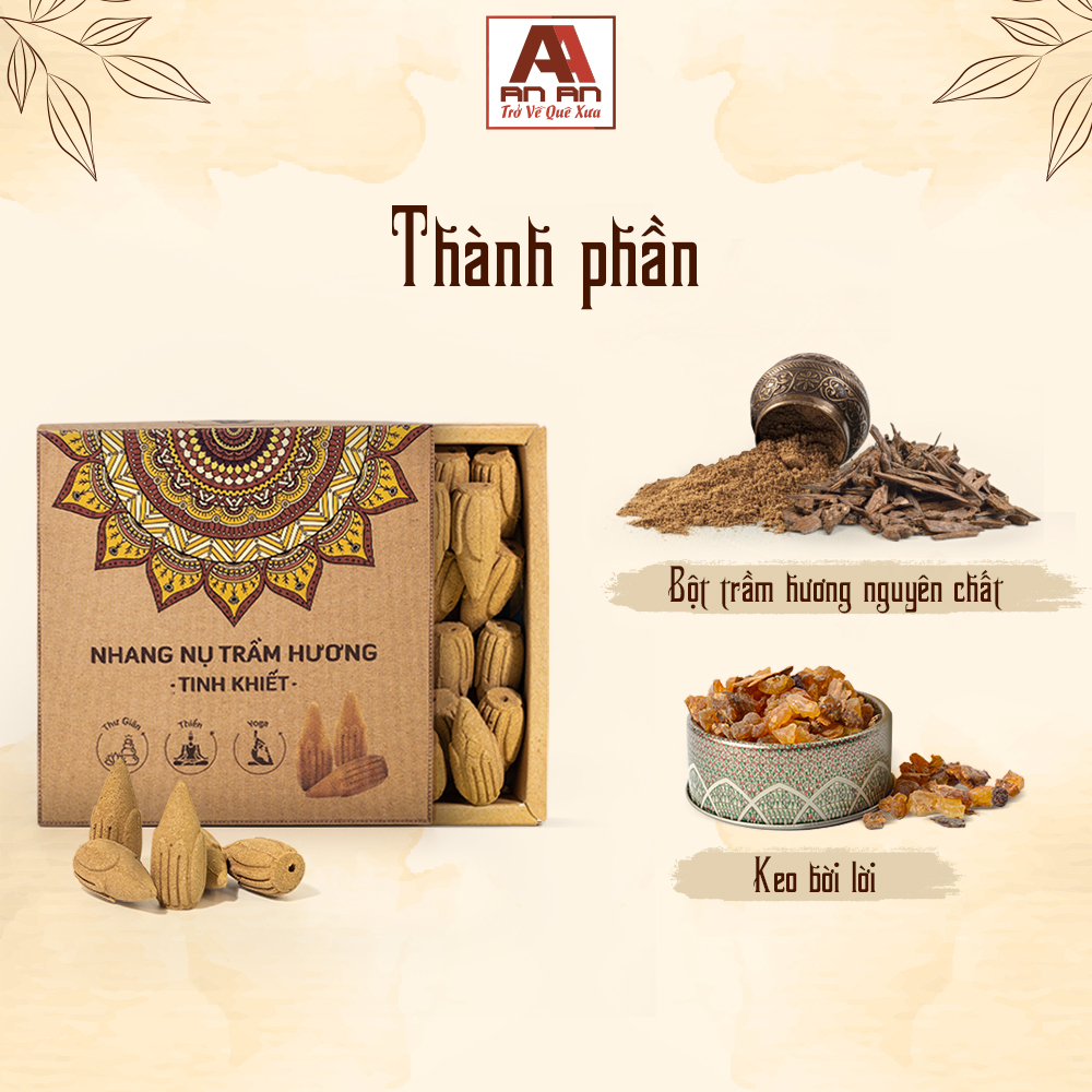 Ảnh Nhang nụ trầm hương An An, nụ trầm khói ngược xông phòng nguyên chất hộp 39 nụ, thơm lâu, không hoá chất 3
