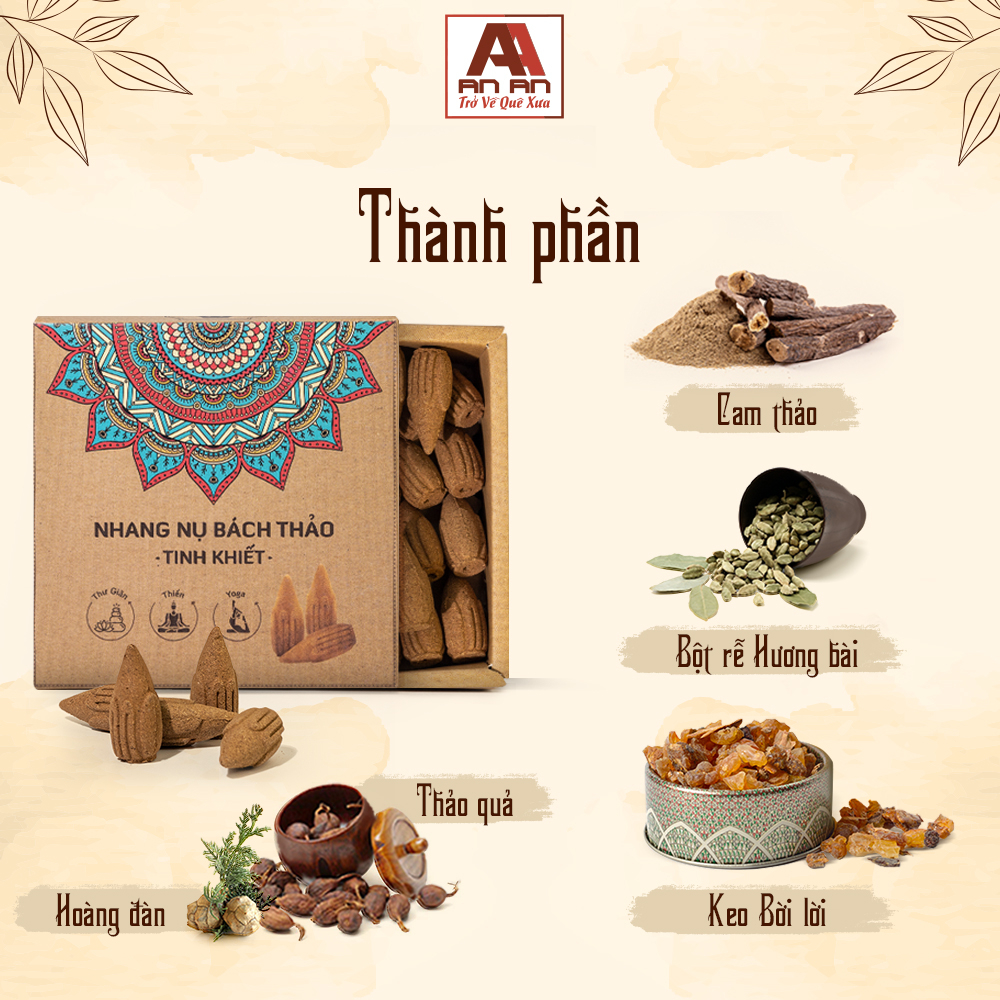 Ảnh Nhang nụ bách thảo, nhang nụ thuốc bắc xông nhà, thiền định 100% tự nhiên hộp 39 viên - Nhang sạch An An 4