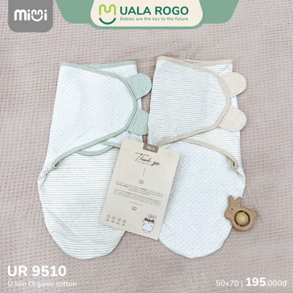 Ủ kén sơ sinh cho bé Ualarogo vải Organic Cotton mềm mại thoáng khí thấm hút giữ nhiệt dán ủ ấm cơ thể bé 9510