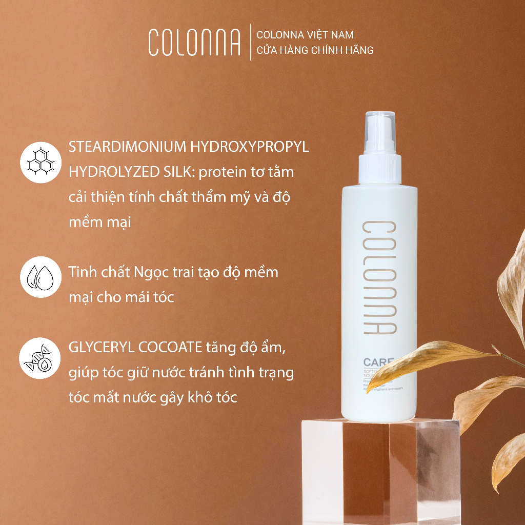 Xịt Dưỡng tóc Colonna - gỡ rối tóc tiện dụng, bảo vệ tóc khỏi nhiệt máy sấy, dưỡng tóc sau hóa chất