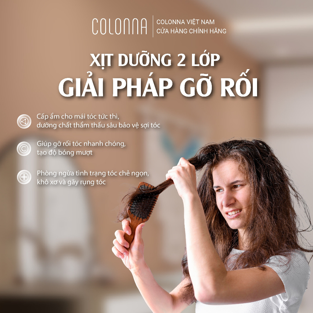 Xịt Dưỡng tóc Colonna - gỡ rối tóc tiện dụng, bảo vệ tóc khỏi nhiệt máy sấy, dưỡng tóc sau hóa chất