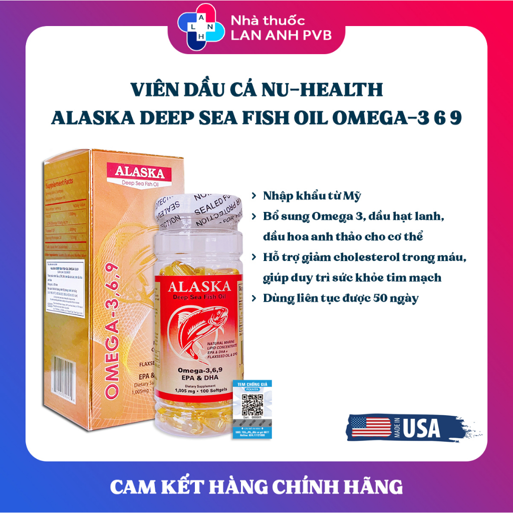 ALASKA DEEP SEA FISH OIL OMEGA 3 6 9 Viên dầu cá tốt cho mắt, tim mạch, giúp giảm cholesterol