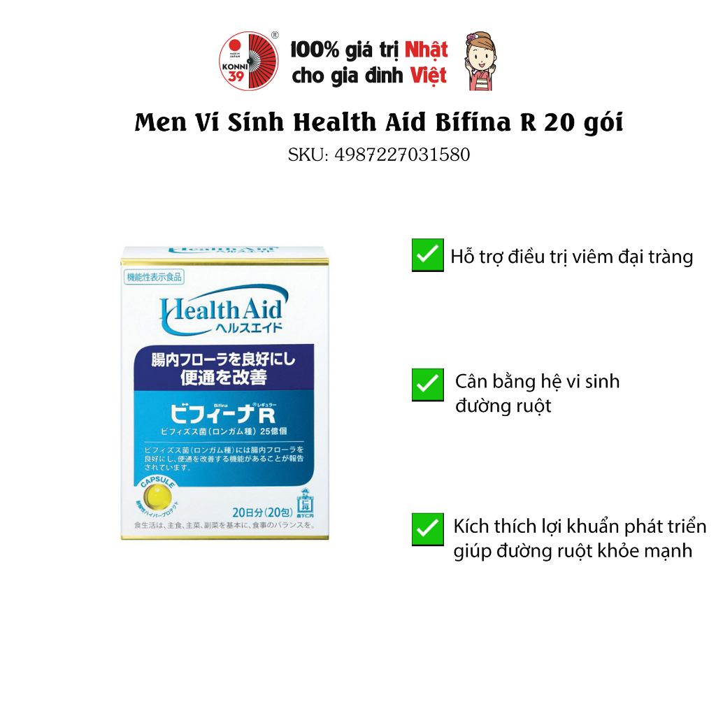 Bột men vi sinh Bifina R Health Aid hộp 20 gói | Shopee Việt Nam